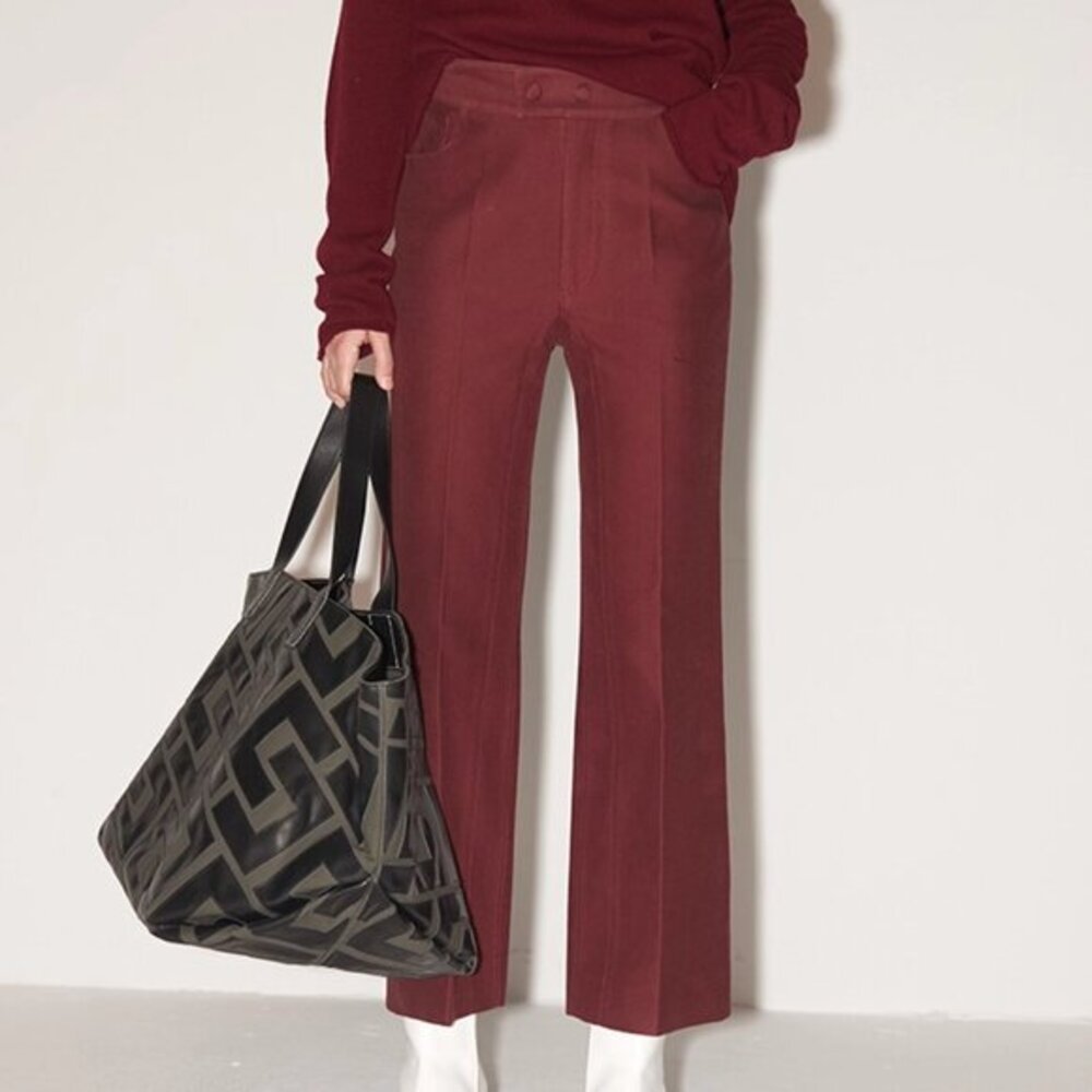 CHICJOC Burgundy Tailored Cotton Pants – Size 38
